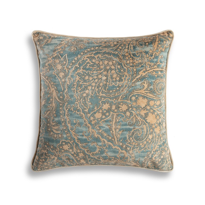 Balthazar classic cushion - Azure and Como - teal